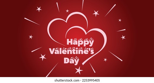 Happy Valentine's Day, Handwritten calligraphic lettering with pink hearts Vector illustration 2023, Celebrate Valentine's Day vetor