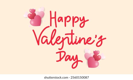 Happy Valentine's Day handwritten calligraphy on background , Flat Modern design , illustration Vector EPS 10