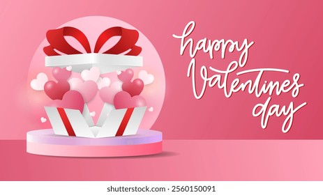 Happy Valentine's Day handwritten calligraphy on background , Flat Modern design , illustration Vector EPS 10