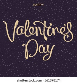 Happy Valentine's Day handwritten calligraphy. Halftone effect design elements. Vector illustration