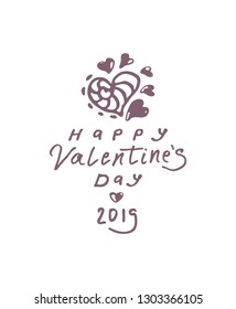 Happy Valentine's day. Handwritten card with a cute heart flower and the inscription. Holiday pattern for St. Valentine's Day 2019 year vector isolated on white. Love letter.
