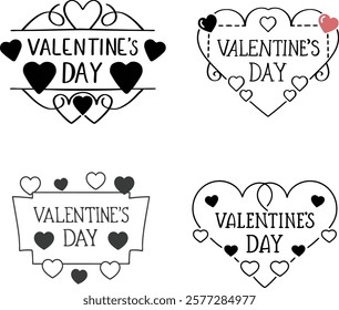 happy valentines day handwritten concept typography vector. Text Happy Valentine's Day Lettering. Colorful holiday banner. Vector illustration. customized for printing on T-shirts.