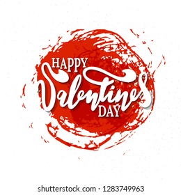 happy valentines day handwritten lettering holiday design to greeting card, poster, vector illustration