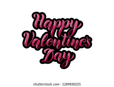 Happy Valentine's Day - Handwritten lettering quote for postcard, invitation, poster, banner, web. Modern brushpen calligraphy. Vector illustration EPS10.