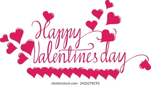 happy valentines day handwritten lettering holiday design to greeting card, poster, congratulate, calligraphy text vector illustration