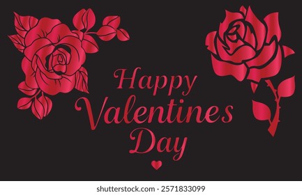 Happy Valentines Day handwritten lettering design and 3D hearts