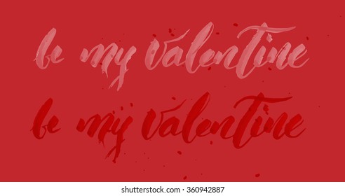 Happy Valentine's Day handwritten lettering made by brush. Modern calligraphy style. 