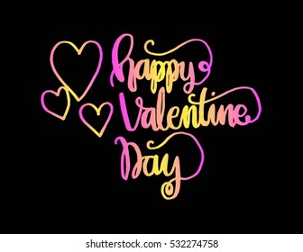 Happy Valentine's Day handwritten lettering. Modern Calligraphy