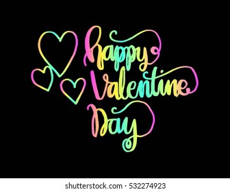 Happy Valentine's Day handwritten lettering. Modern Calligraphy