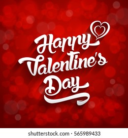 Happy Valentines Day handwritten lettering design text on color background. Vector illustration. Valentine's day greeting card typo.