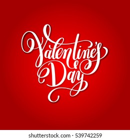 happy valentines day handwritten red lettering holiday logo design to greeting card, poster, congratulate, calligraphy text vector illustration eps10