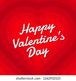 Happy valentines day handwritten text on red background. Vector illustration.