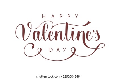 Happy Valentines Day Handwritten Text. Hand Lettering for Greeting Card.
