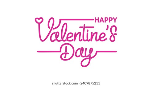 Happy Valentine's Day handwritten text calligraphy vector illustration. Great for greetings, celebrations, TV shows, and celebrations