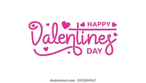 Happy Valentine's Day handwritten text calligraphy vector illustration. Great for greeting cards, celebrations, TV shows, and banners