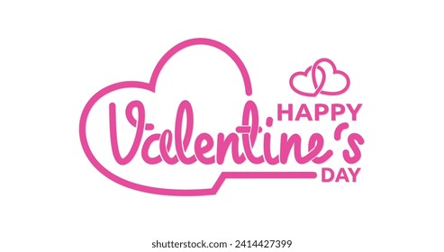Happy Valentine's Day handwritten text calligraphy vector illustration. Great for greeting cards, banners, posters, celebrations, and TV shows