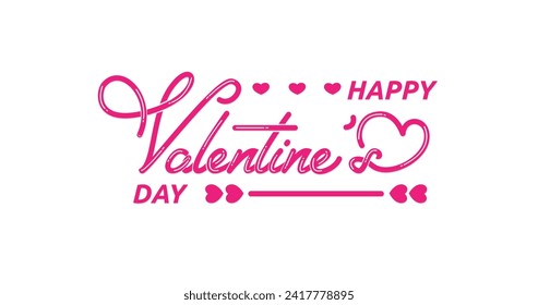 Happy Valentine's Day handwritten text calligraphy vector illustration. Great for greeting cards, banners, posters, celebrations, and TV shows	