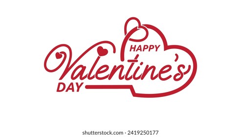 Happy Valentine's Day handwritten text calligraphy vector illustration. Great for greeting cards, banners, posters, celebrations, and TV shows