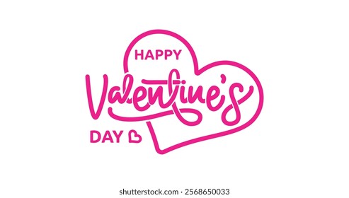 Happy Valentine's Day Handwritten Text Calligraphy Vector Illustration with Typography. Perfect for Greeting Cards, Festive Celebrations, Romantic Events, TV Shows, Social Media Posts, and Banner