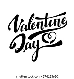 Happy valentines day handwritten text , vector hand drawm illustration