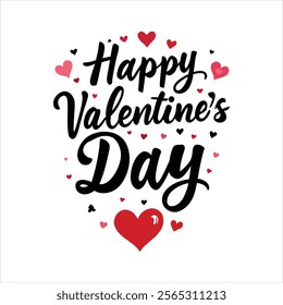 Happy Valentine's Day Handwritten Typography-Valentine's Day Text Art Design