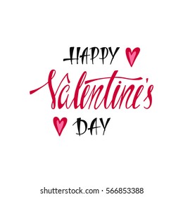 Happy Valentines Day. Handwritten vector lettering design. Calligraphic phrase for greeting card and invitation.