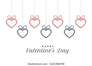 happy valentines day hanging hearts background design