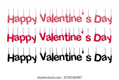 Happy Valentine's Day hanging letters set on white background
Happy Valentine's Day