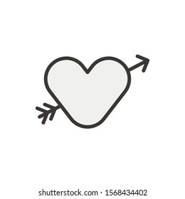 happy valentines day heart with arrow crossed vector illustration design