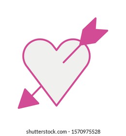 happy valentines day heart with arrow crossed vector illustration design