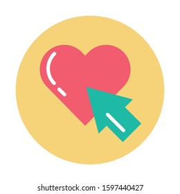 happy valentines day heart with arrow pointer vector illustration design