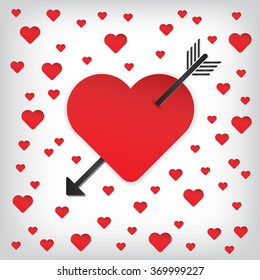 Happy Valentine's day heart and arrow vector icon 