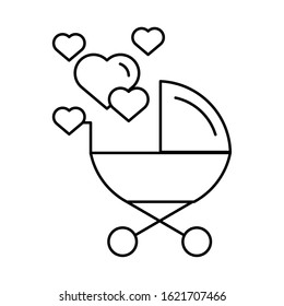 happy valentines day heart with baby cart vector illustration design
