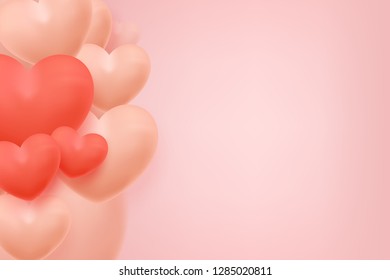 Happy valentines day with heart balloon shape,banner, Background, vector illustrator