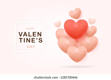 Happy valentines day with heart balloon shape,banner, Background, vector illustrator