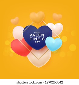 Happy valentines day with heart balloon shape,banner, Background, vector illustrator