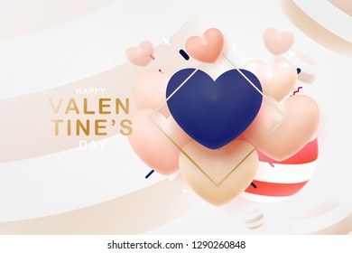 Happy valentines day with heart balloon shape,banner, Background, vector illustrator