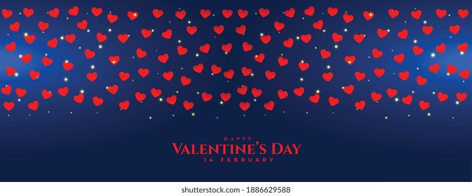 happy valentines day heart blue banner design