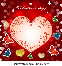Happy Valentines day with heart and butterflies