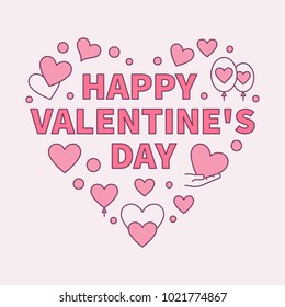 Happy Valentine's Day Heart colored illustration - vector pink romantic symbol