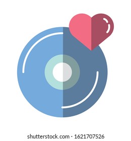 happy valentines day heart in compact disk vector illustration design