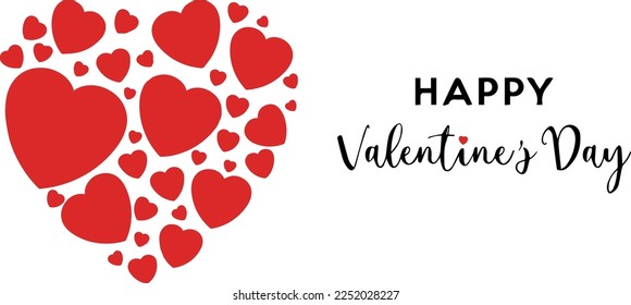 Happy Valentine's Day, Heart decorative elements made up of a multitude of hearts. vector illustration
