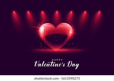 happy valentines day heart with focus lights