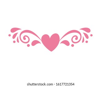 happy valentines day heart with frame lines vector illustration design
