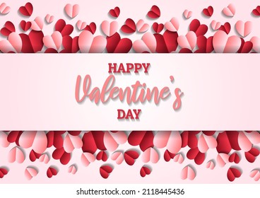 Happy valentine's day heart frame background. Valentine's day border or frame design