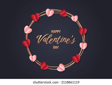 Happy valentine's day heart frame background. Valentine's day border or frame design