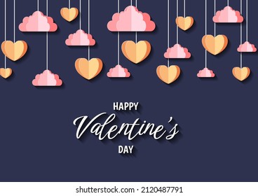 Happy valentine's day heart frame background. Valentine's day border or frame design