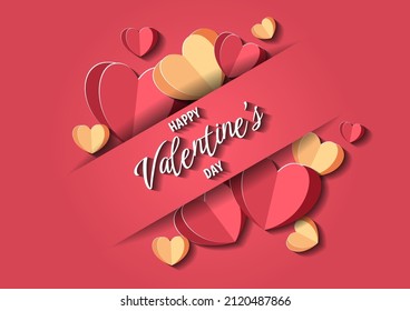 Happy valentine's day heart frame background. Valentine's day border or frame design