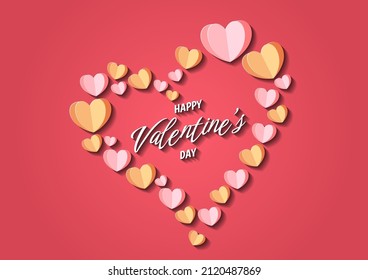 Happy valentine's day heart frame background. Valentine's day border or frame design