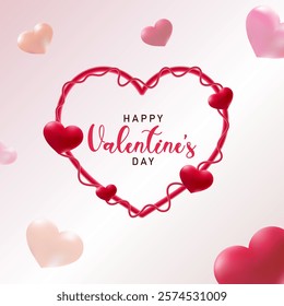 Happy Valentines Day Heart Frame Greeting Card Social Media Post Design